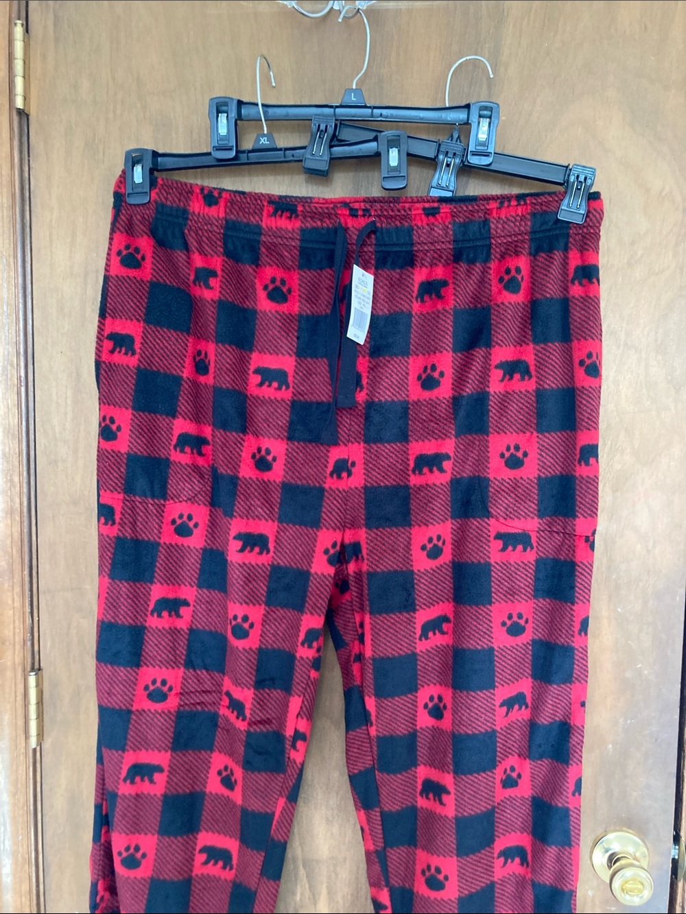 Cuddl Duds plaid print bear & paw print PJ pant w pockets sleepwear loungewear - Picture 17 of 17